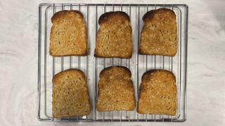 Six slices of toasted granary bread from the Breville the Smart Oven Air Fryer Toaster Oven