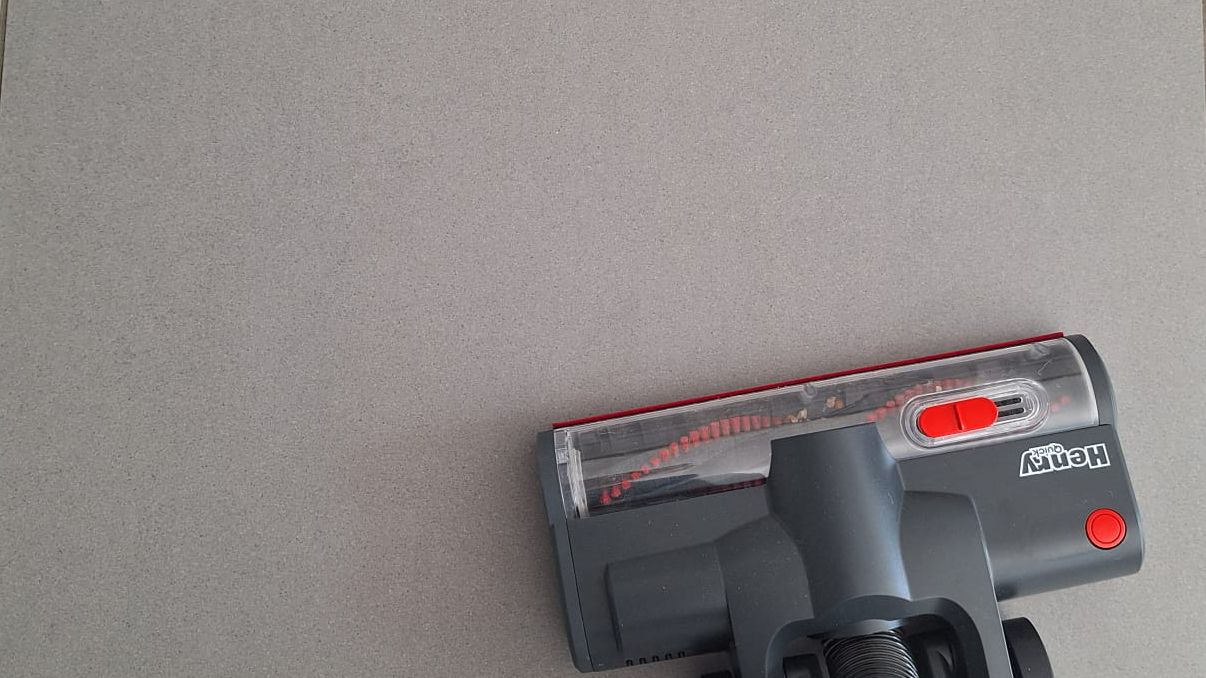 No tea or oats left on the hard floor after a single pass with the Henry Quick Corded &ndash; but there are some lingering in the floorhead