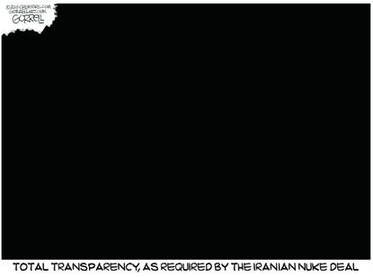 Political cartoon World Iran nuclear deal transparency