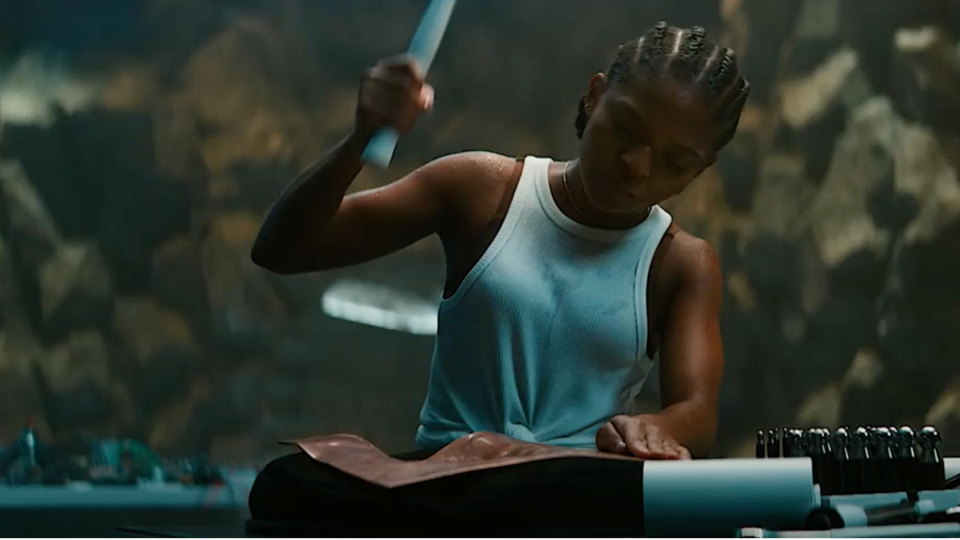 Dominique Thorne as Riri Williams in the Marvel movie Black Panther: Wakanda Forever.