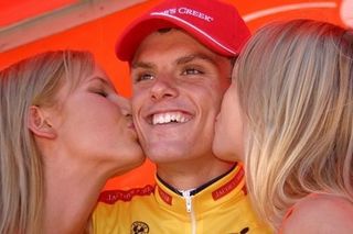 Luis Leon Sanchez enjoying his win at the 2005 Jacob's Creek Tour Down Under