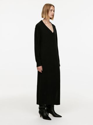 V-Neck Wool Dress