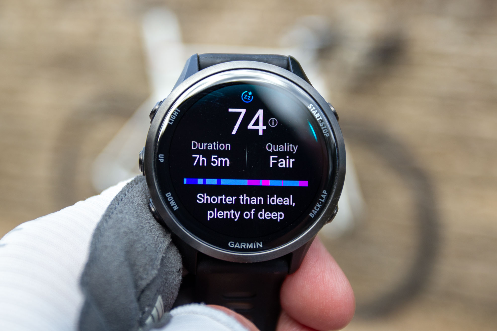The Garmin Forerunner 970's sleep report screen