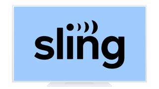 Sling TV logo inset on a blue background on a TV icon