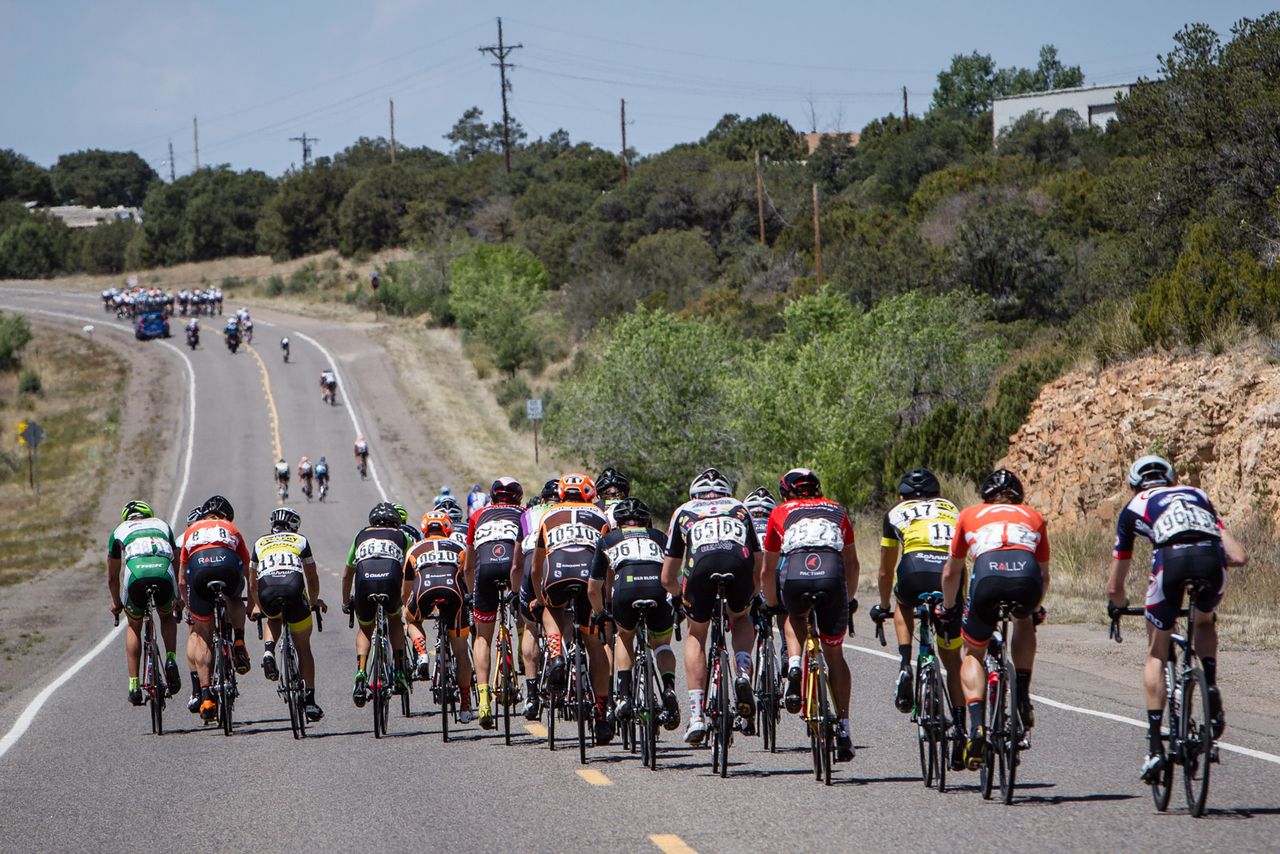 The mens field gets split up going over the final climbs