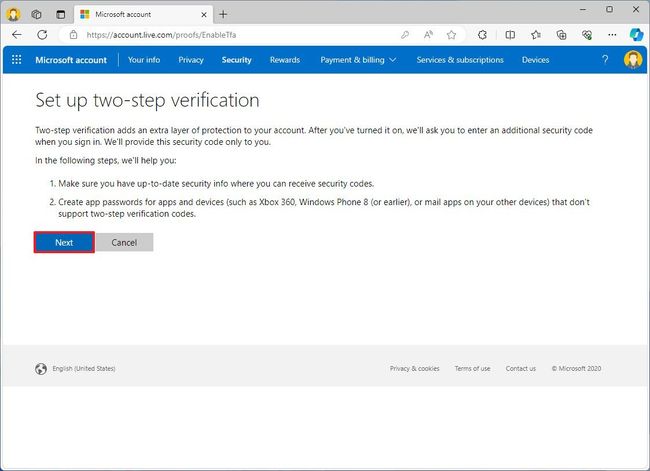 How to set up two-factor authentication (2FA) on a Microsoft account ...