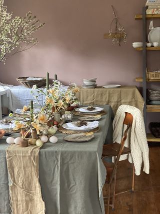 Clodagh McKenna raising chickens and eggs Easter tablescape