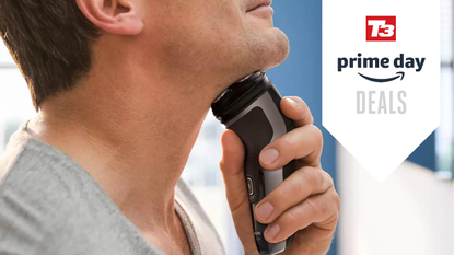 Man shaving face with Philips Electric shaver 