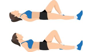 Vector of woman doing an ab curl-up against a white backdrop