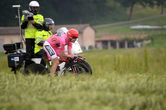 The TV cameras firmly fixed on Cadel Evans in the time trial