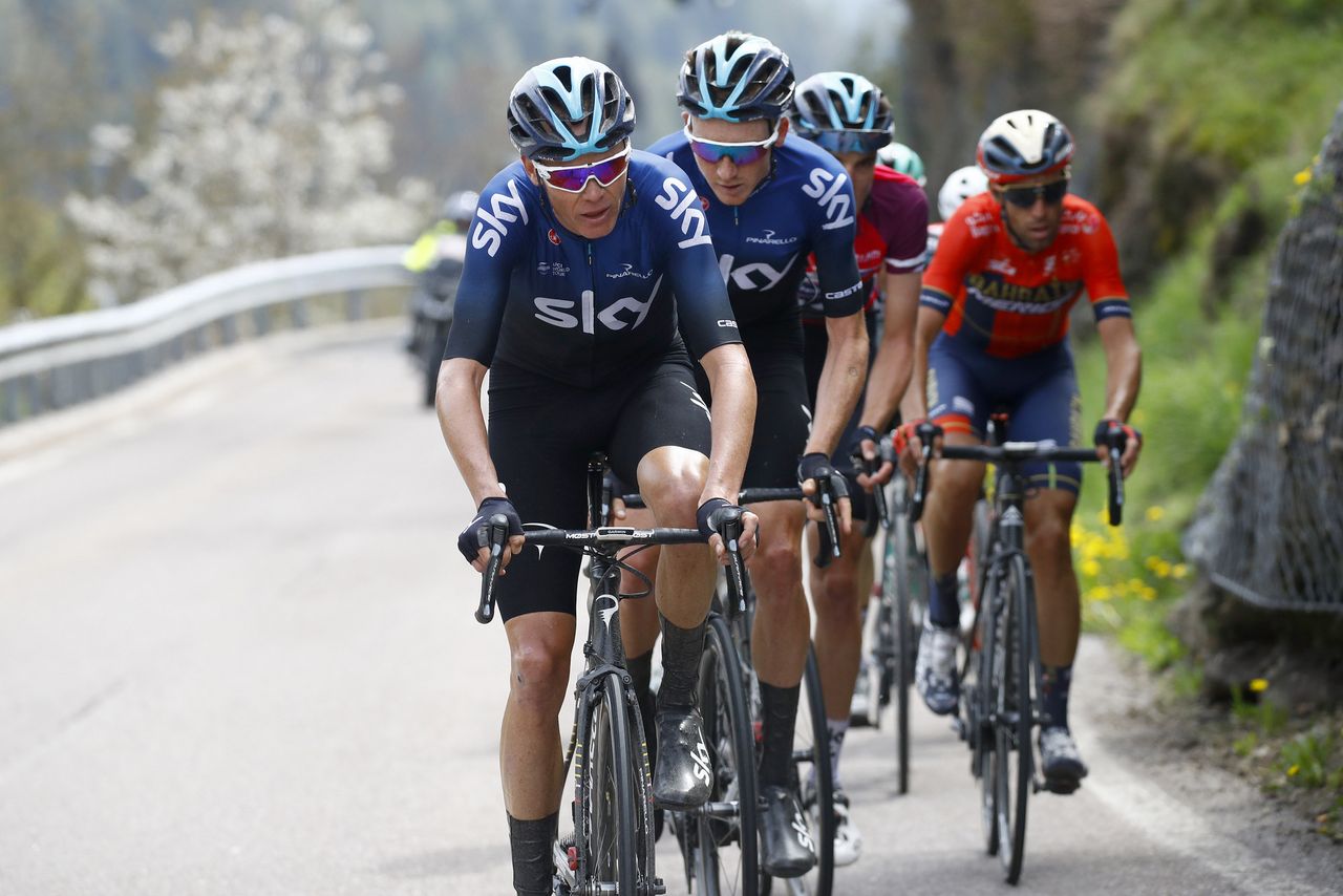 Chris Froome leads the chase for his younger teammates