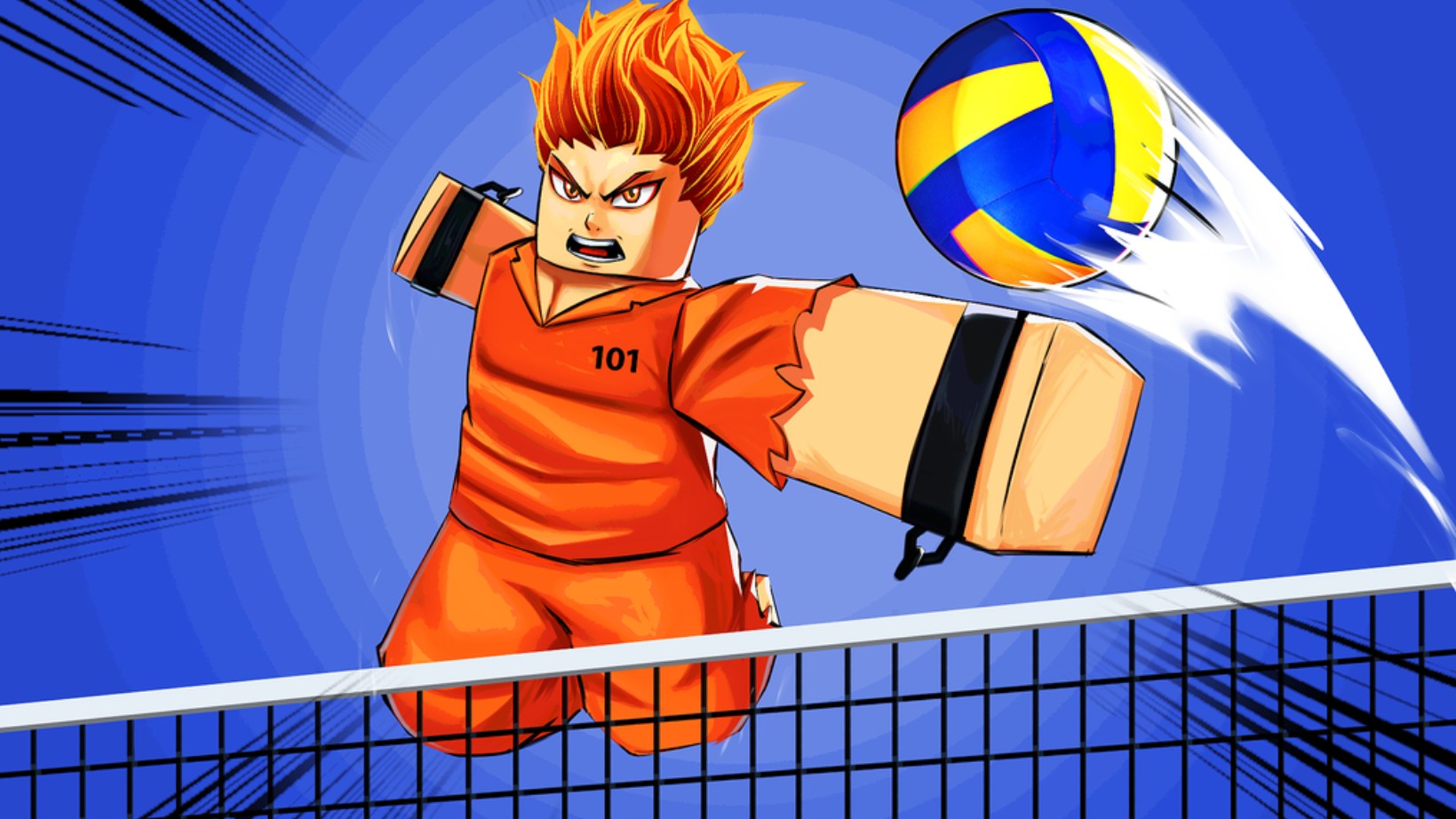 Volleyball Legends - a character in a prison outfit gets ready to spike a volleyball