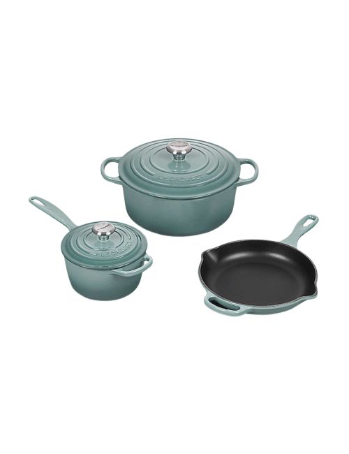 Signature Sea Salt Enameled Cast Iron 5-Piece Cookware Set