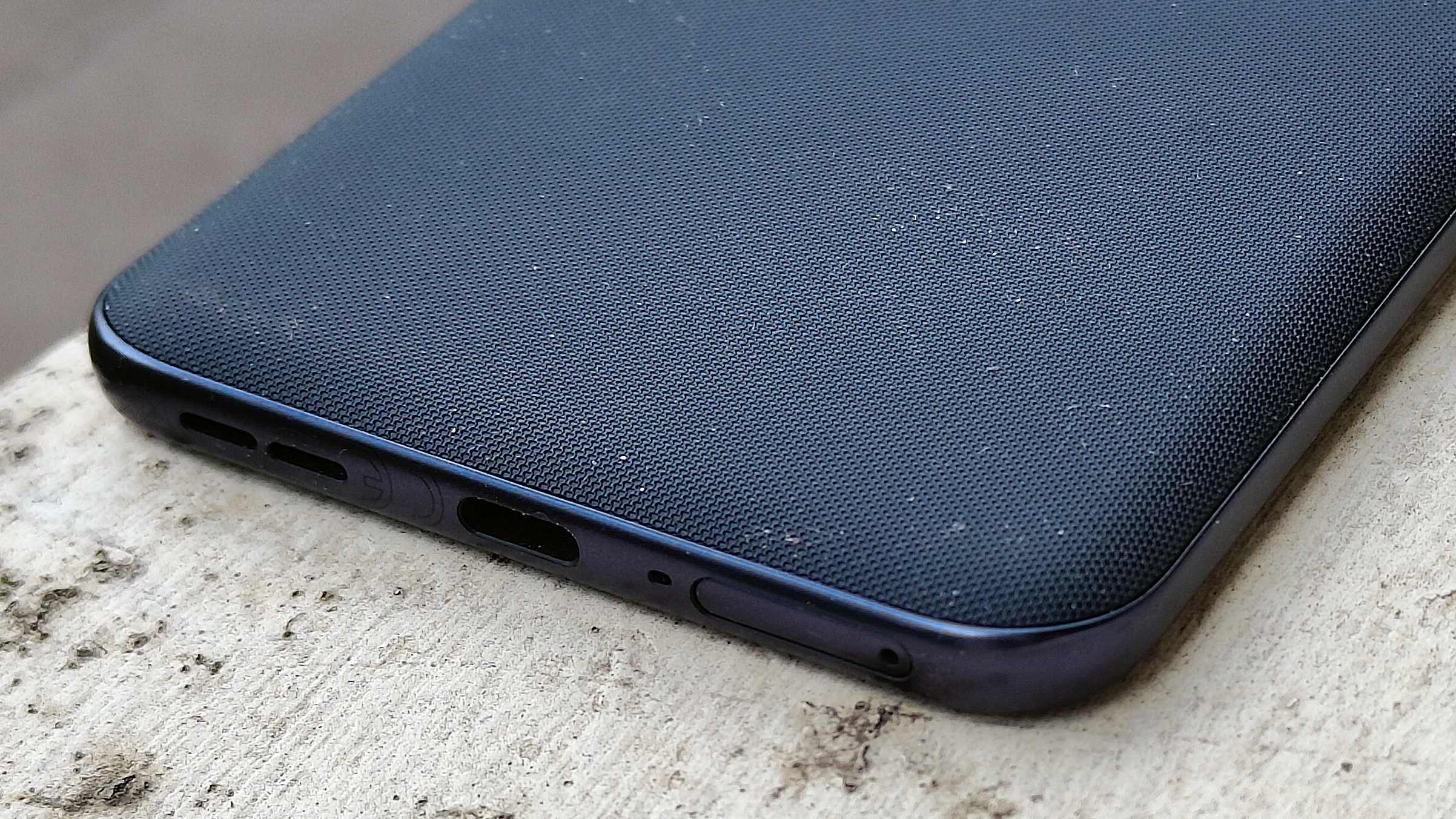 The Motorola Edge 70 Fusion's USB-C port.