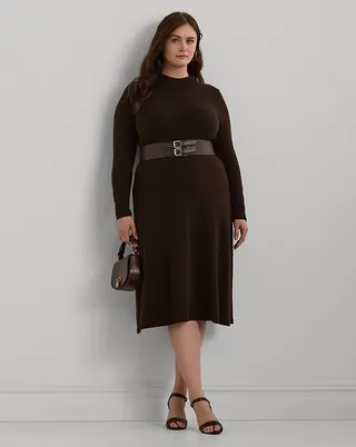 Wool Blend Long Sleeve Sweater Dress