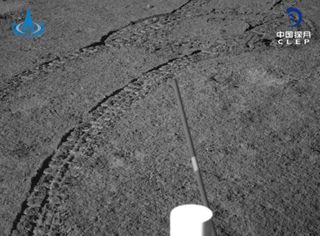 Yutu 2 imaged its own tracks during lunar day 22.