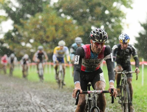 Jeremy Powers (Rapha Focus) trying to catch the Belgians on lap one