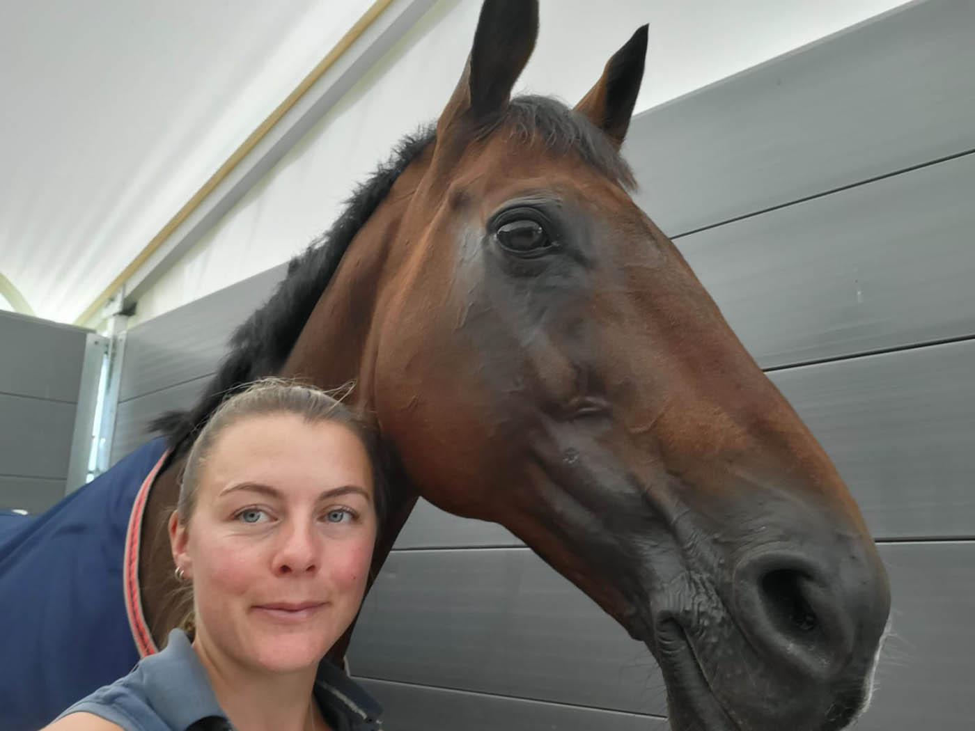 Amy Phillips, groom to Piggy March, with Vanir Kamira at Burghley 2022.