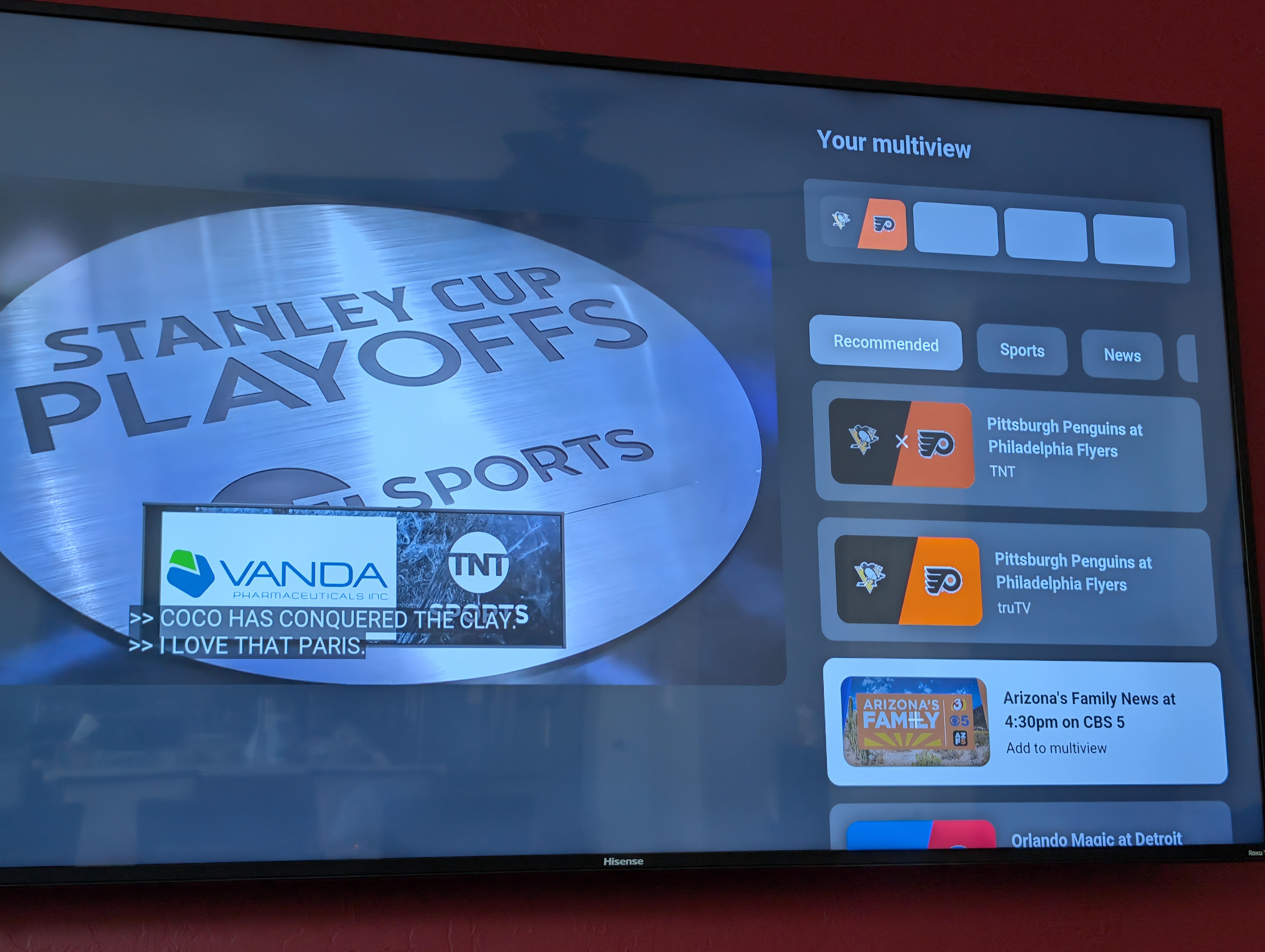 The new multiview feature is live on the YouTube TV app