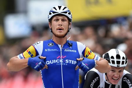 Matteo Trentin winning his final race with the Quick-Step team