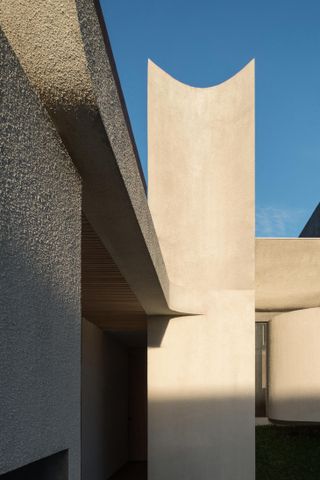 exterior detail of of sculptural jakarta house by Isso Architects