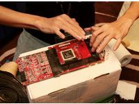 After the moisture-proof work is done, the display card-specific copper cylinder was about to be installed