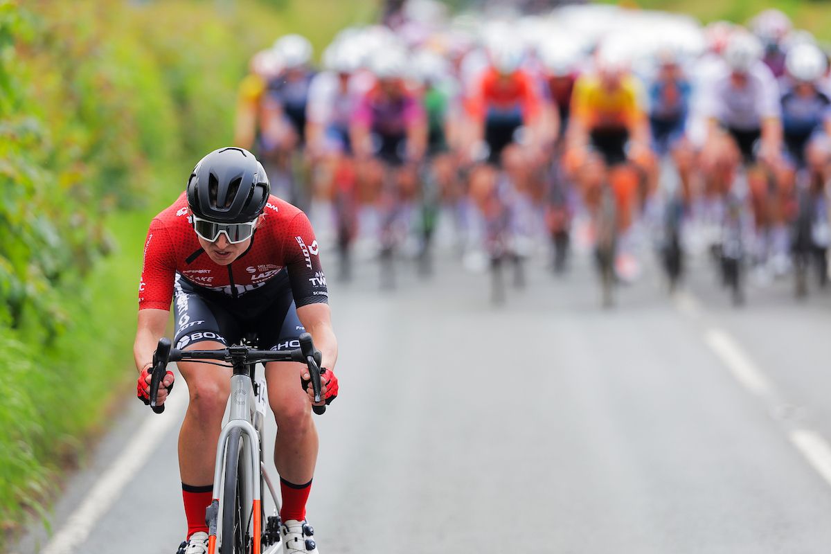 Picture by Alex Whitehead/SWpix.com - 06/06/2024 - Cycling - UCI Women's World Tour - Lloyds Bank Tour of Britain Women - Stage 1: Welshpool to Llandudno, Wales - Lucy Harris of Pro-Noctis-200&Acirc;&deg; Coffee-Hargreaves Contracting
