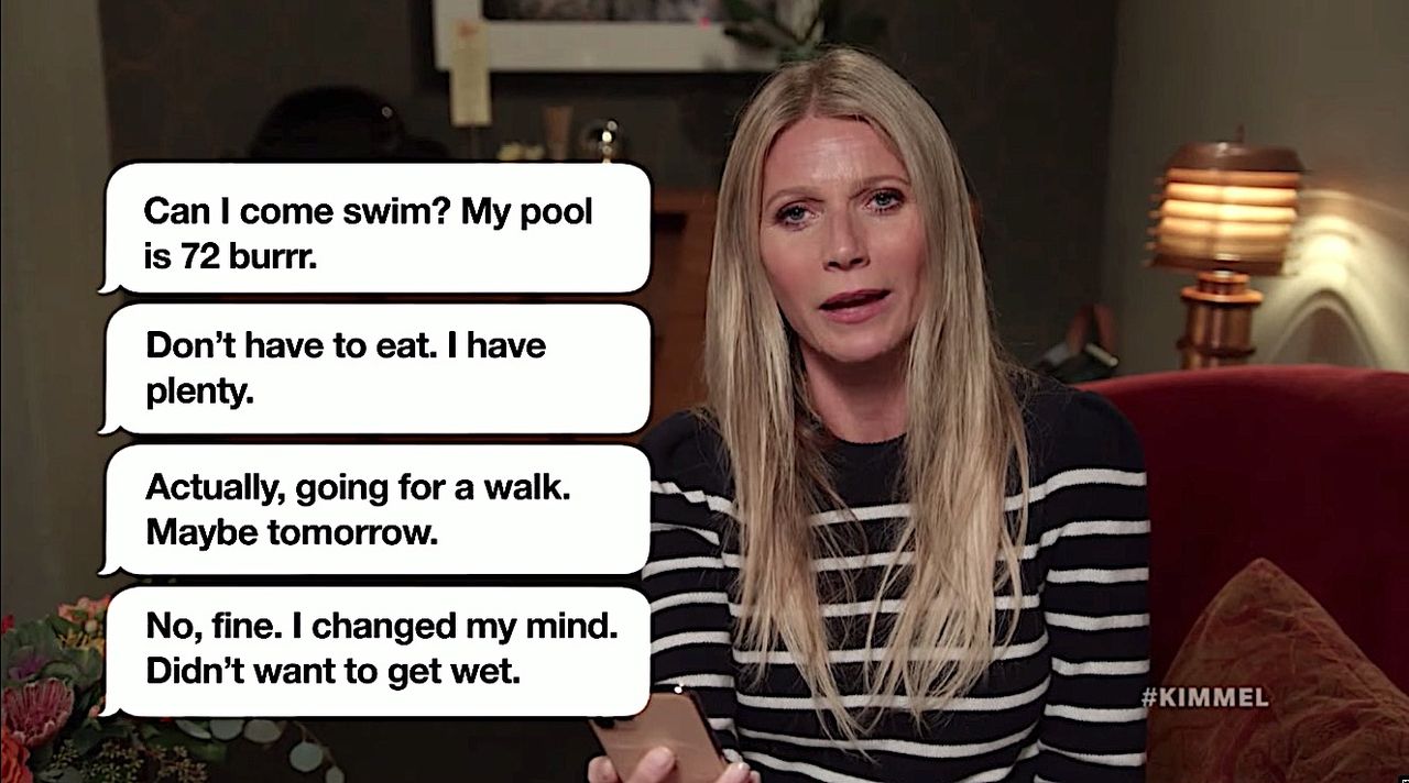 Gwyneth Paltrow reads a mom text