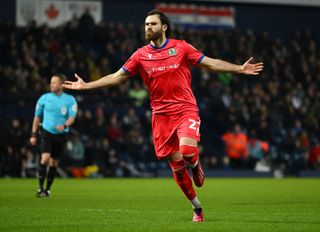 Ben Brereton Diaz of Blackburn Rovers celebrates after scoring their sides first goal during the Sky Bet Championship between West Bromwich Albion and Blackburn Rovers at The Hawthorns on February 15, 2023 in West Bromwich, England