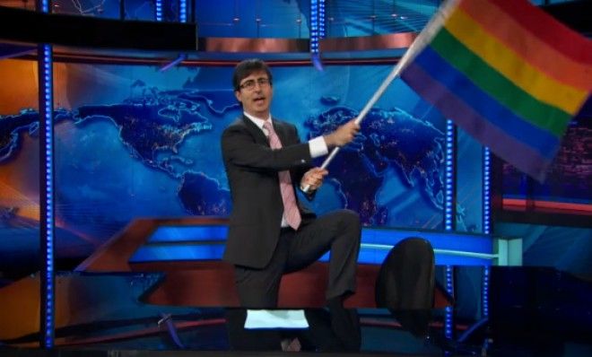 John Oliver waves the flag