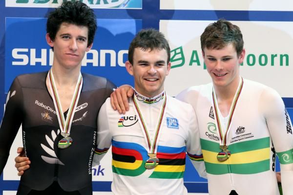 The podium for the men's pursuit: Jesse Sergent, Jack Bobridge and Michael Hepburn