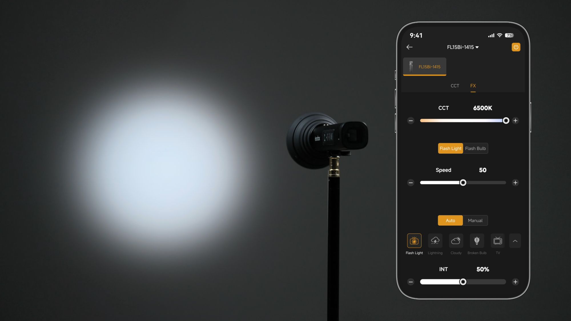 A studio light and mobile control app.