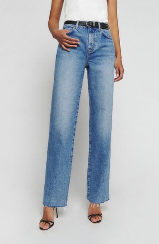 Reformation Val Baggy Distressed Straight Leg Jeans