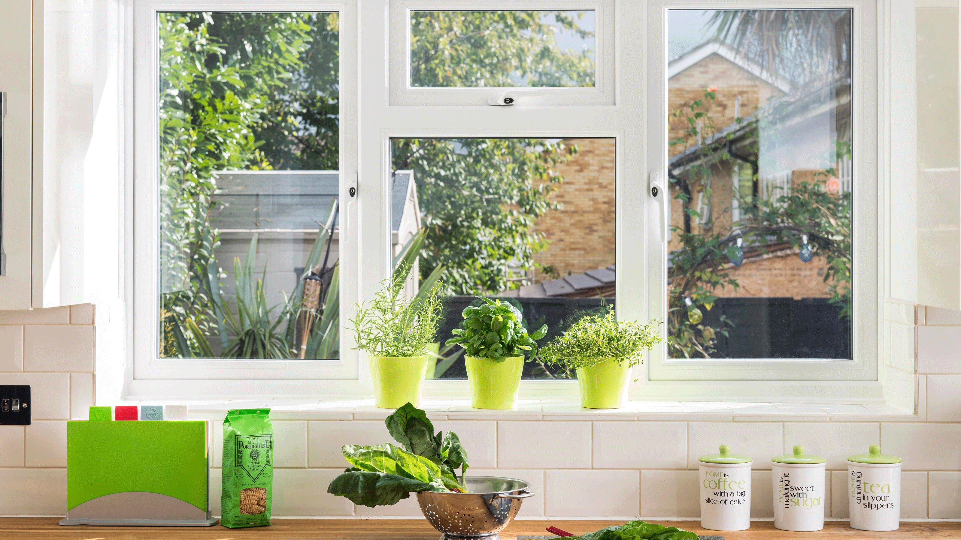 Windows in a kitchen