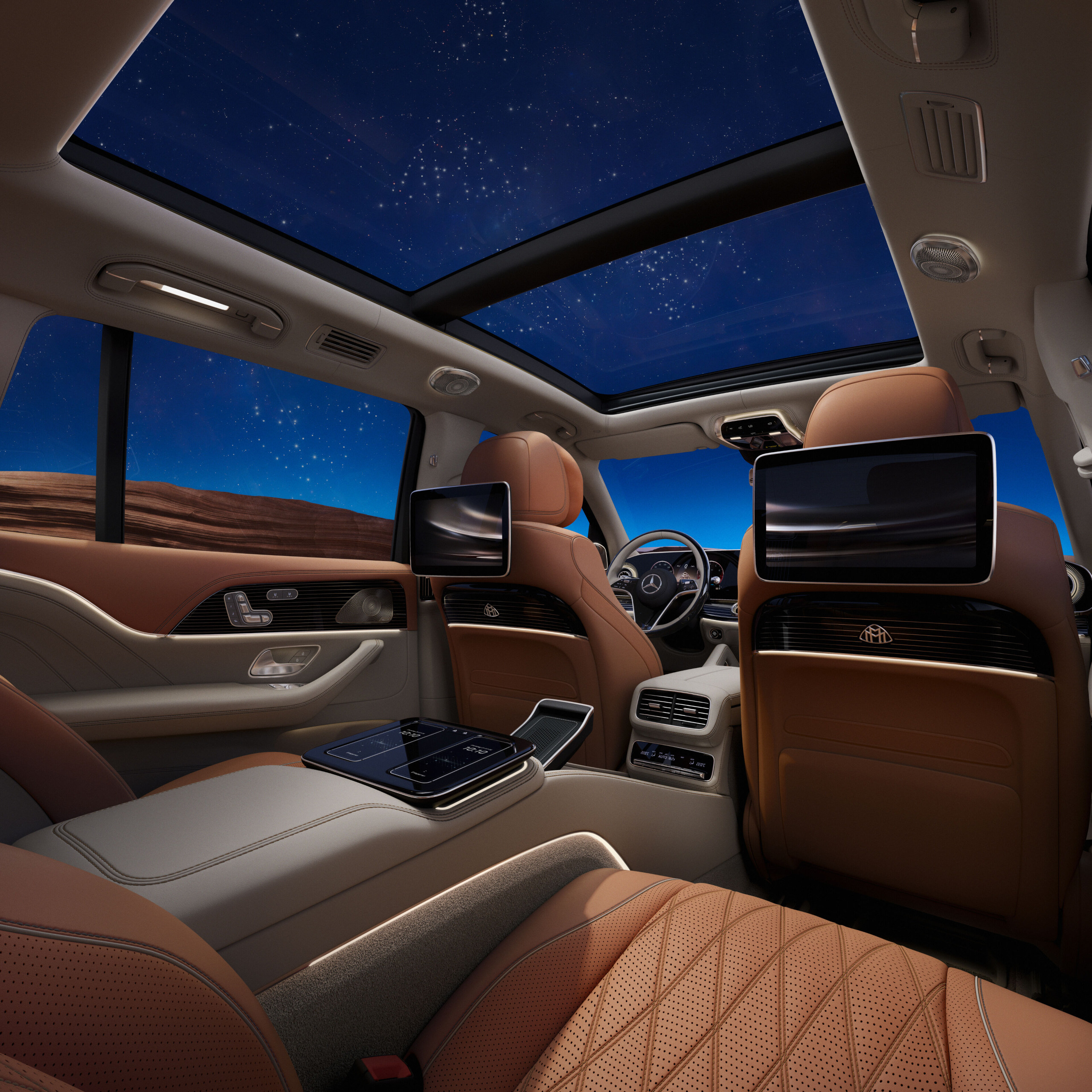 Rear seat environment of the Mercedes-Maybach GLS