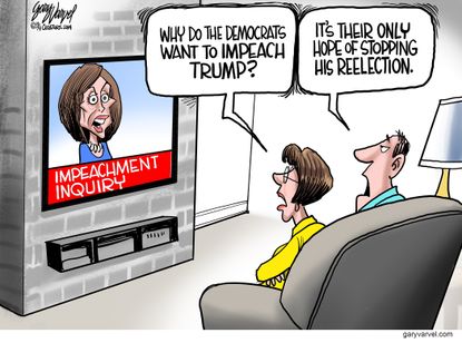 Political Cartoon U.S. Trump Ukraine impeachment Nancy Pelosi reelection