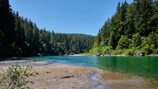 Smith River flanked by forest on either side.