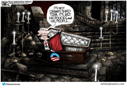 Political Cartoon U.S. Biden Obama third term
