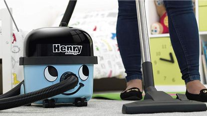 Image of Henry Allergy in lifestyle image being used on floor
