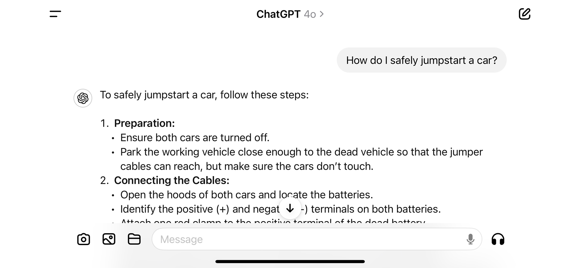 ChatGPT jumpstart car