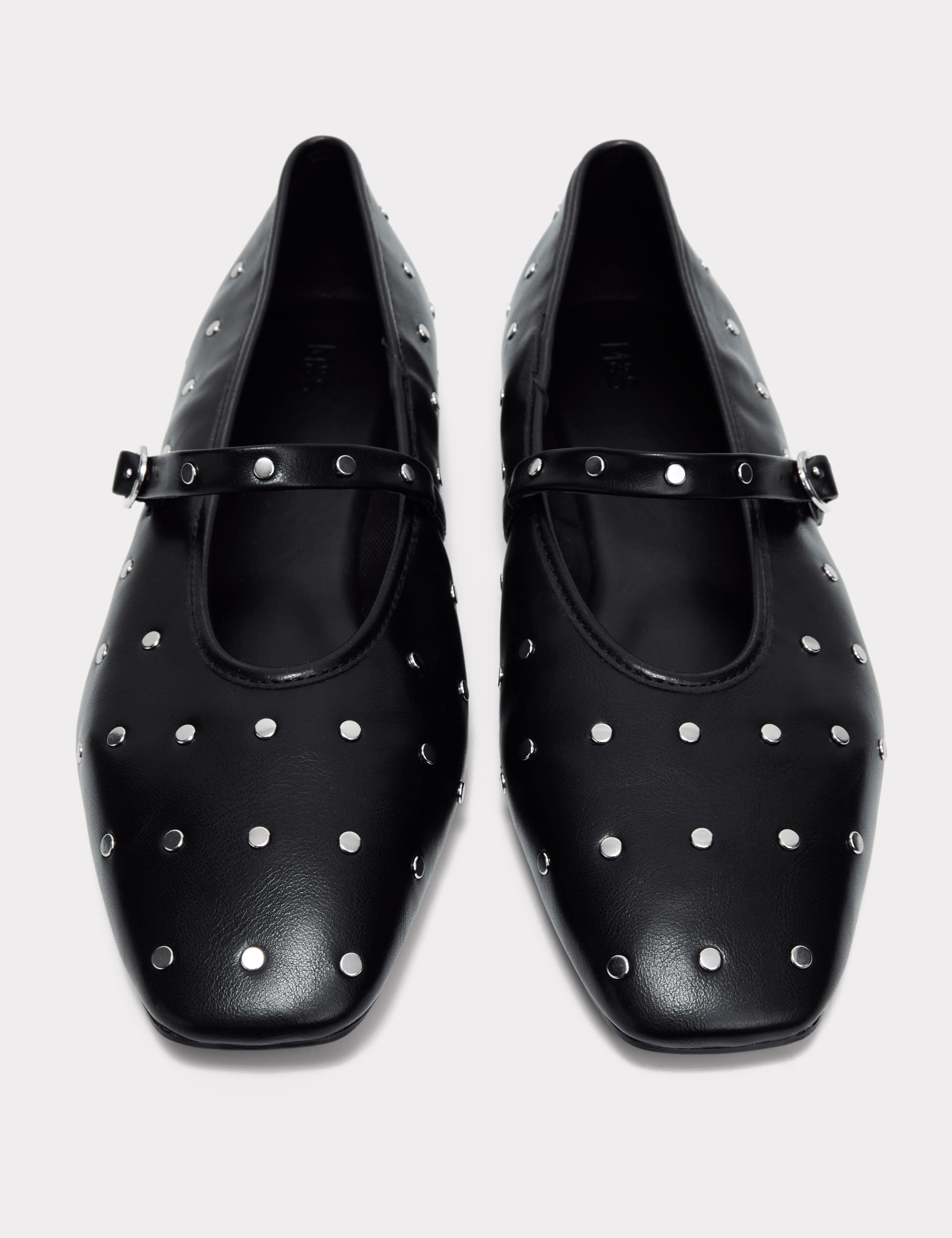 Studded Buckle Flat Ballet Pumps