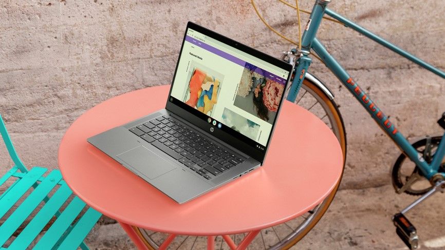 HP Chromebook on table