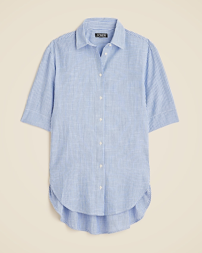 Airy Gauze Button-Up Shirt in Stripe