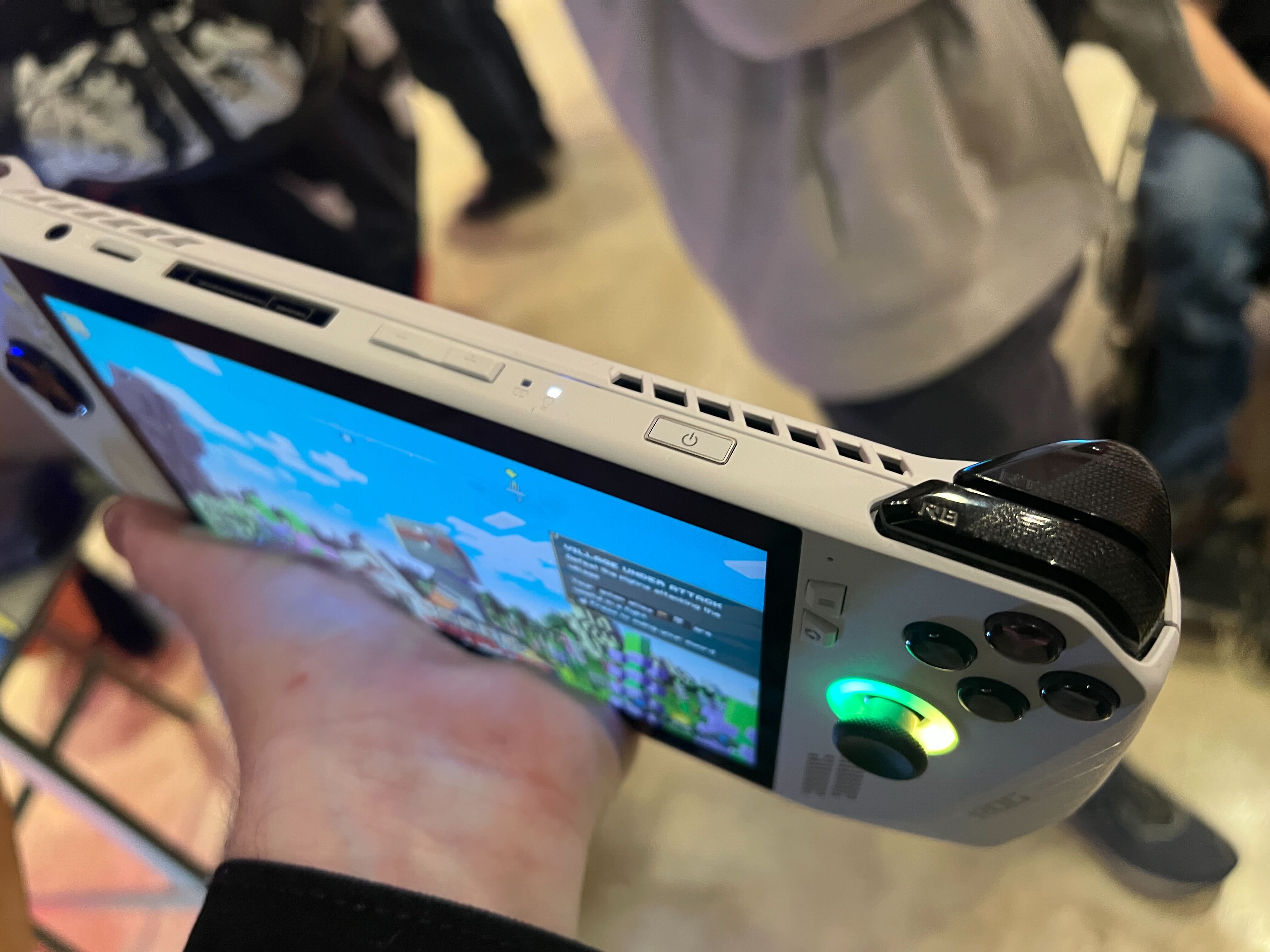 white handheld with honeycomb chassis