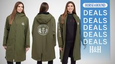 Lady wearing Royal Scot Neve Aquarobe from different angles with H&H deals graphic