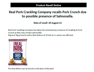 Pork scratchings recall