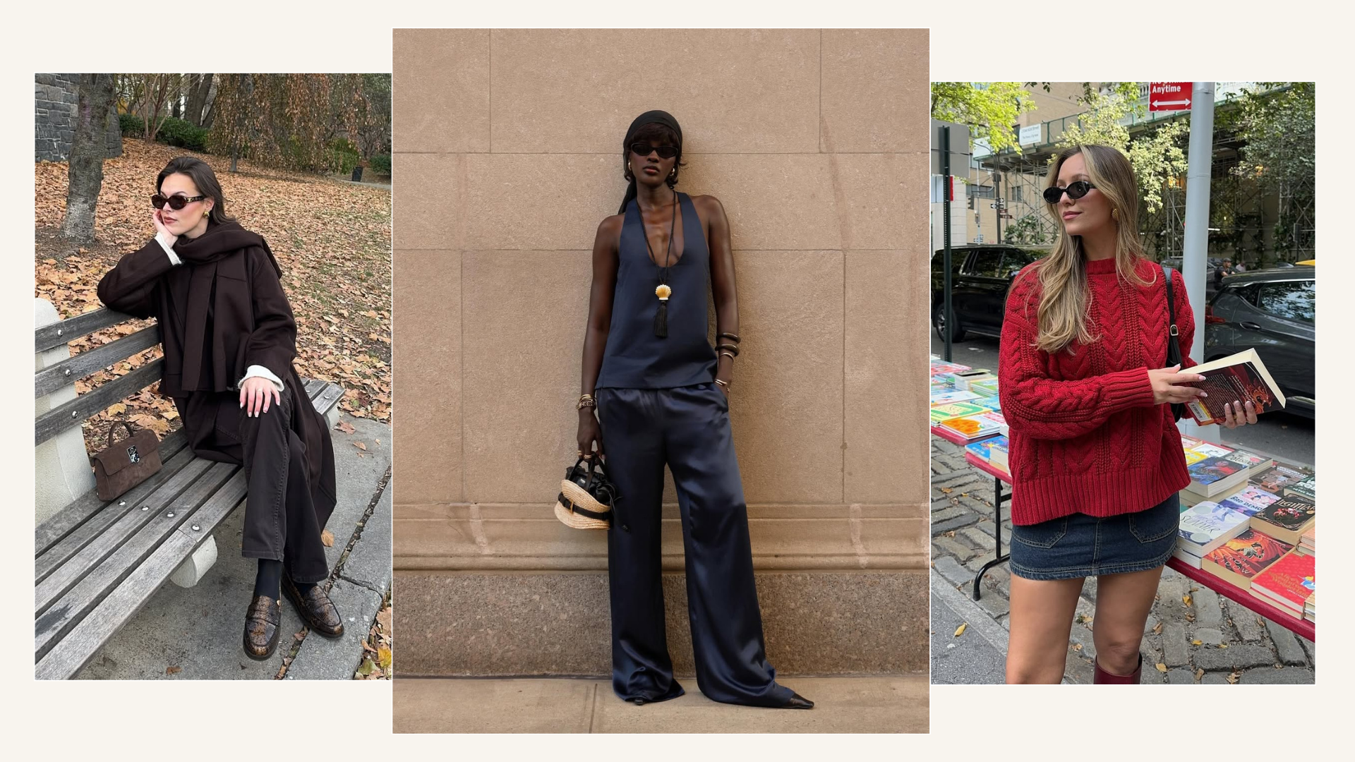 Stylish influencers wearing different colour trends