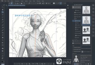 How to create a character illustration in Clip Studio Paint; a black and white sketch