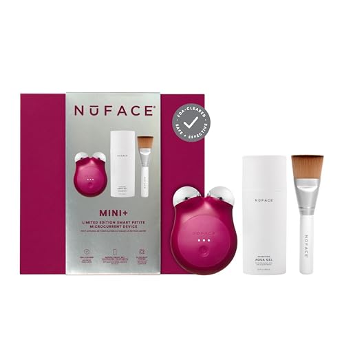 Nuface Mini+ Microcurrent Facial Device Kit - Limited Edition Fda Cleared Face Massager Device + Microcurrent Gel Activator &amp;amp; Applicator Brush - Velvet Rose