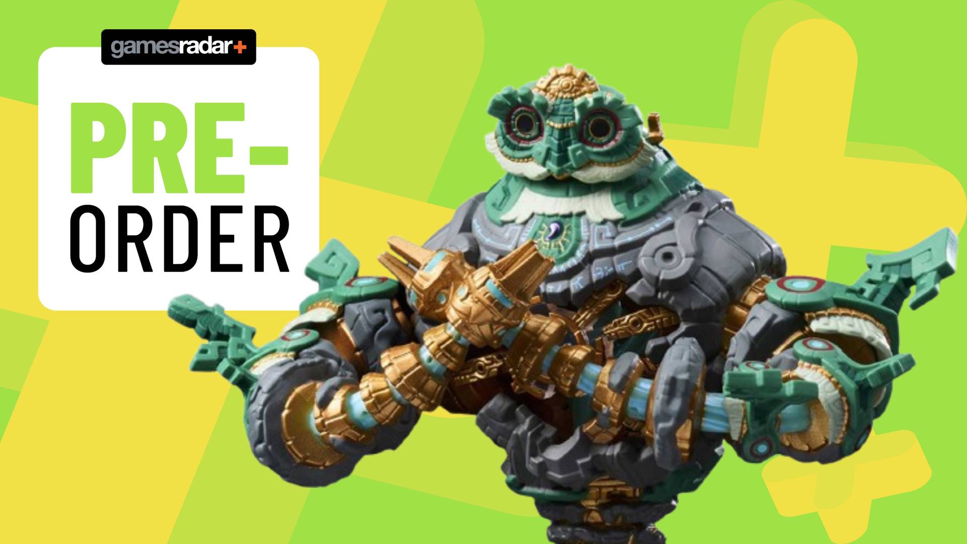 Image of the Mineru's Construct amiibo from Nintendo on a light green GamesRadar+ background.